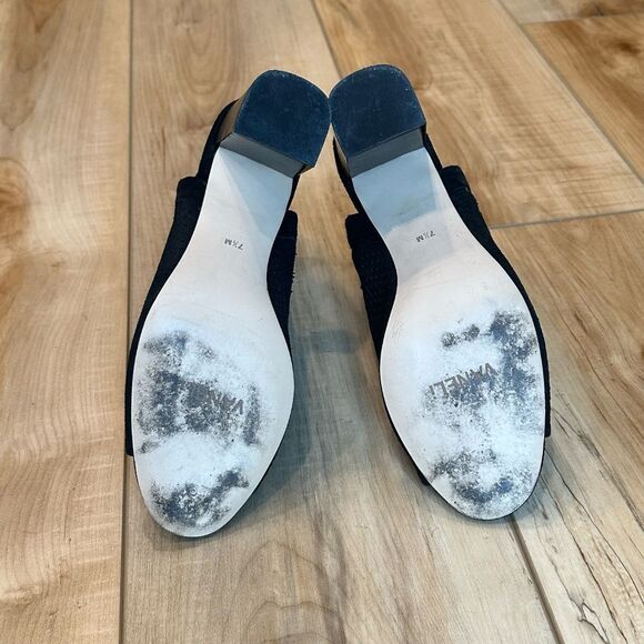 Vaneli Peep Toe Booties Heel Sandal Black Leather Size 7.5 - Picture 10 of 13